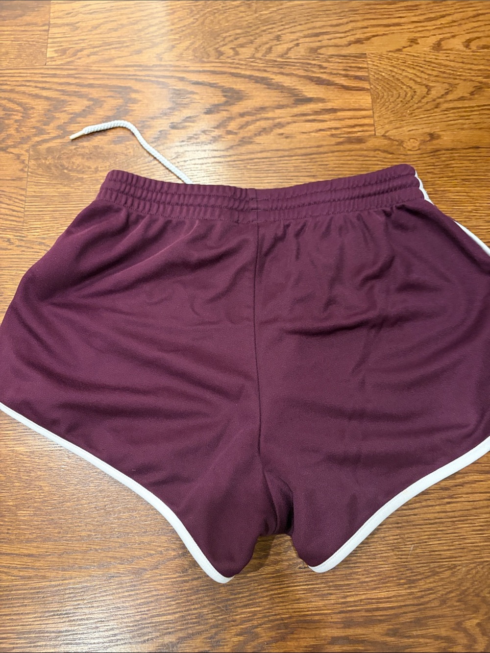 adidas Women's Burgundy Athletic Shorts with White Trim - Picture 4 of 4